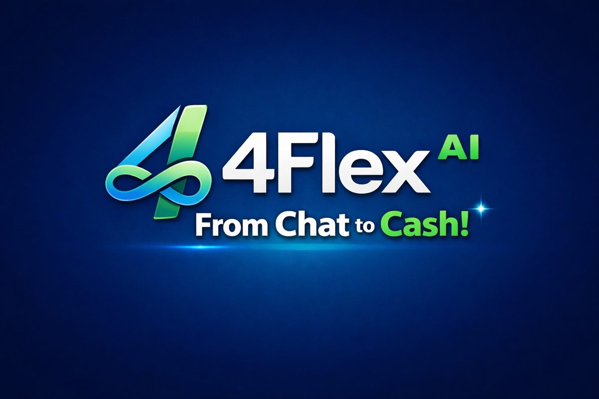 The 4Flex AI mark: a green and blue figure four over the words 4Flex AI, and beneath them the line From Chat to Cash